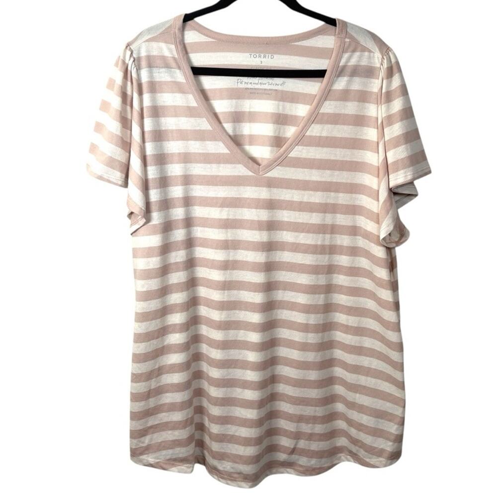 Torrid Womens White and Cream Boxy Short‎ Sleeve Tee Size 3 Casual Classic